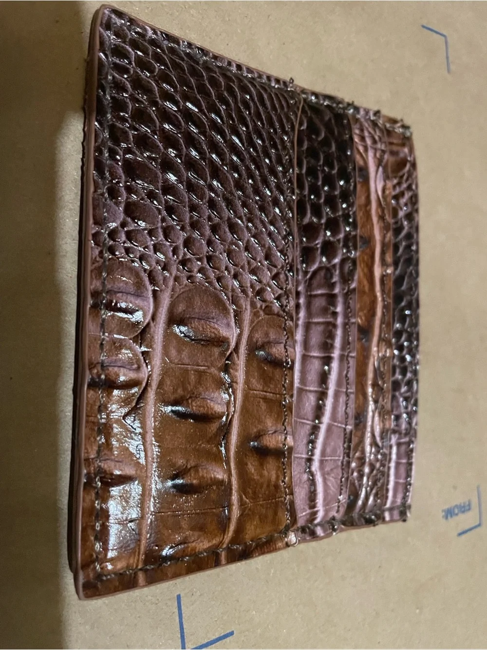 Croco-Embossed Brown Leather Tote with Matching Wallets